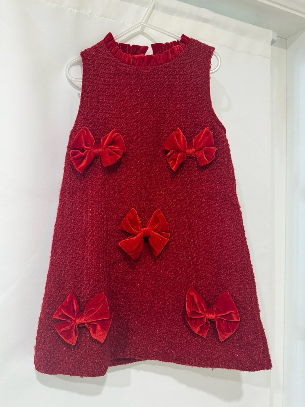 Lola + The Boys Deep Red Velvet Bow A-Line Dress